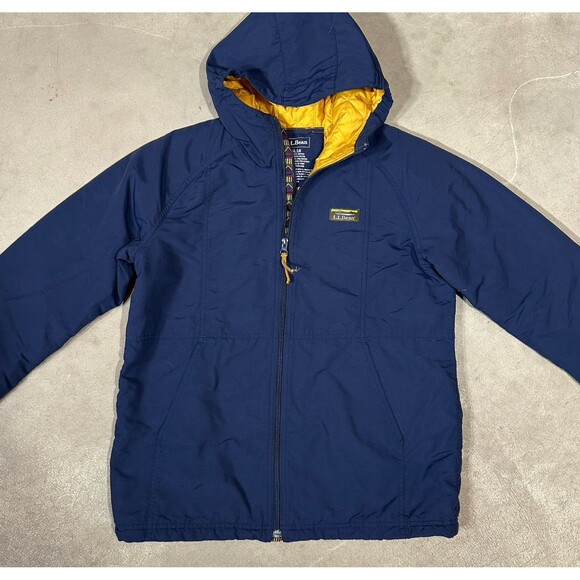 LL Bean Mountain Hooded Jacket Coat Youth Boys Size XL 18 Navy Full Zip Pockets - Picture 1 of 11